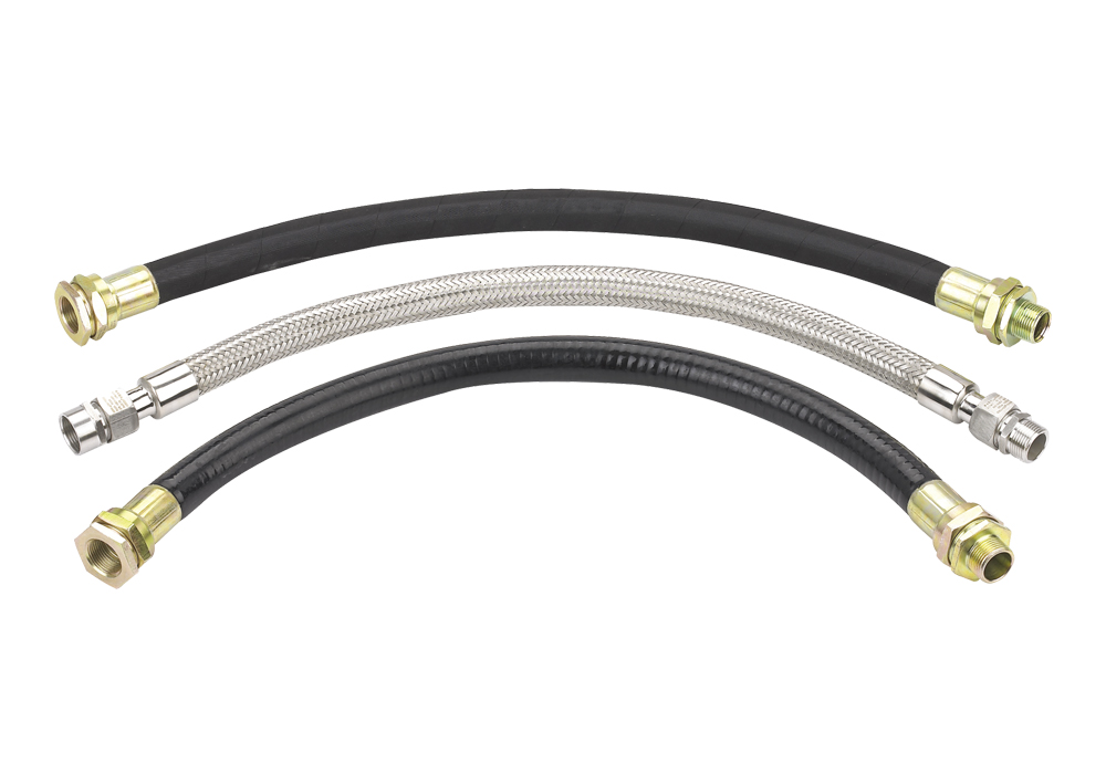 EFNd防水、防尘、耐腐蚀挠性连接管 (钢丝编织、不锈钢、橡胶/塑料护套)